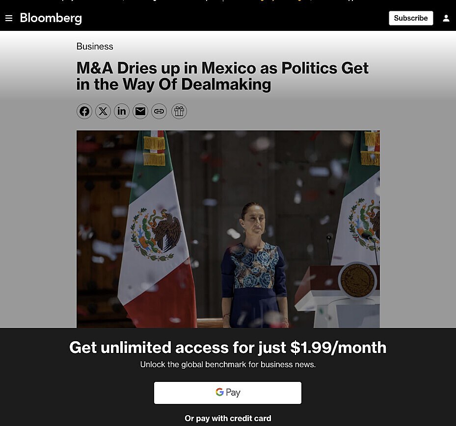 M&A Dries up in Mexico as Politics Get in the way of dealmaking